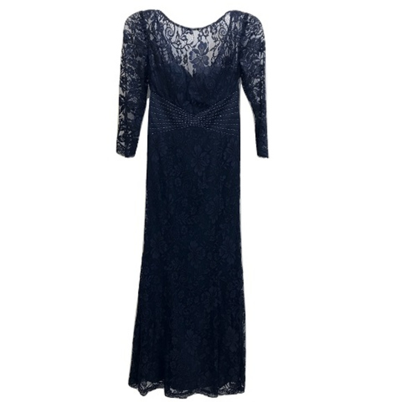 Navy Blue Lace Couture Dress